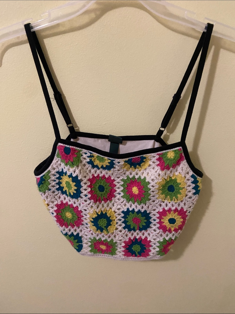 wild fable Multicolor Crochet Floral Camisole with Black Straps